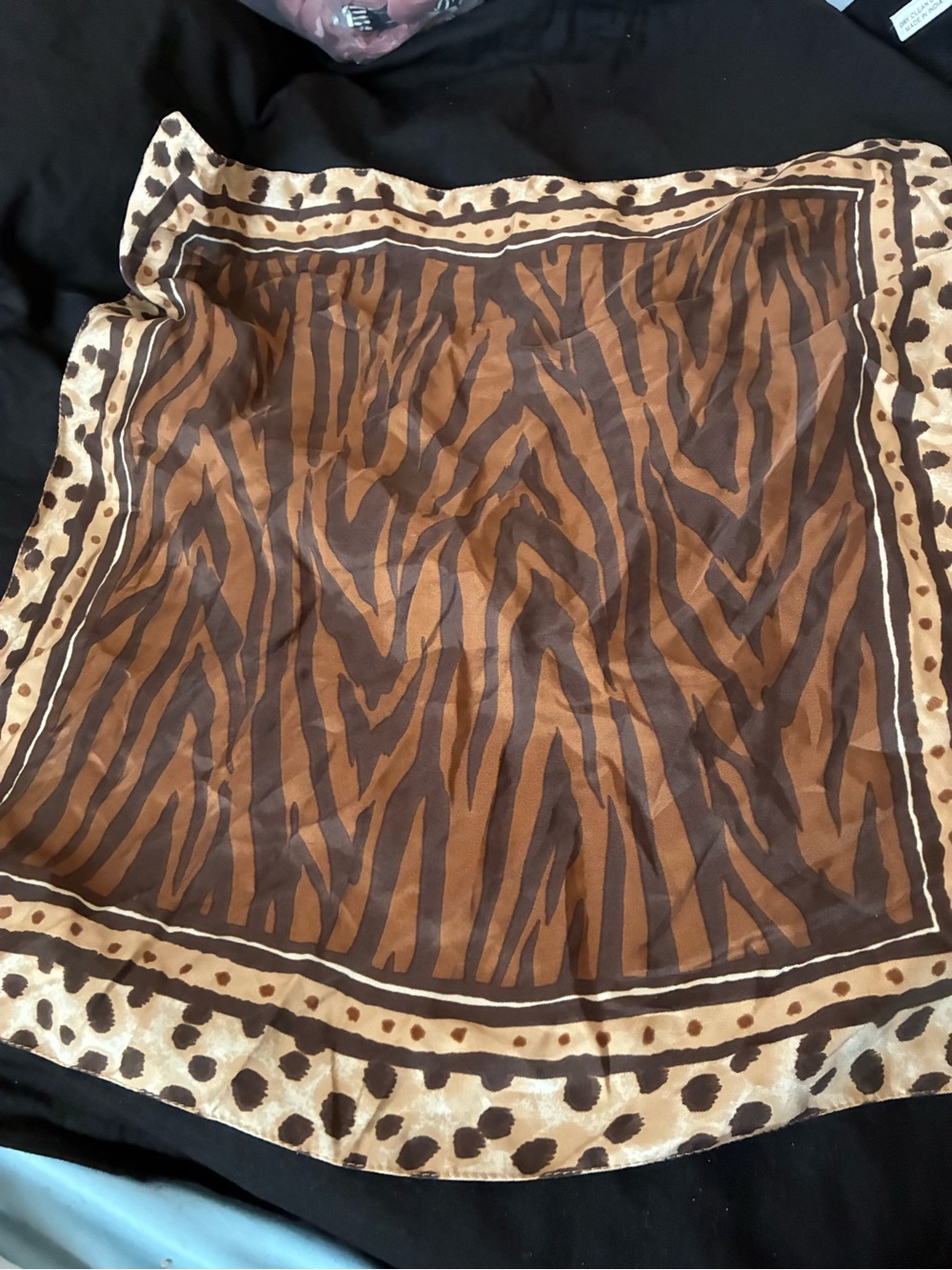 Echo Silk Brown Tan Animal Print Silk Scarf